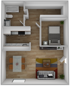 C - One Bedroom / One Bath - 487 Sq. Ft.*