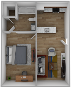 D - One Bedroom / One Bath - 486 Sq. Ft.*
