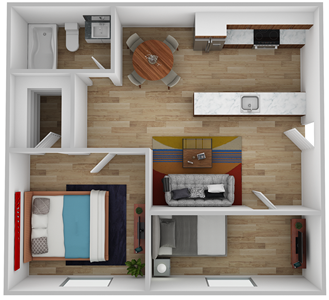 E - Two Bedroom / One Bath - 528 Sq. Ft.*