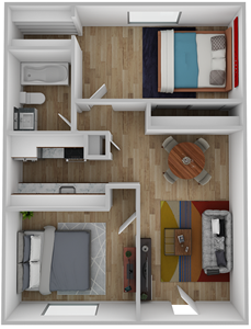 F - Two Bedroom / One Bath - 556 Sq. Ft.*